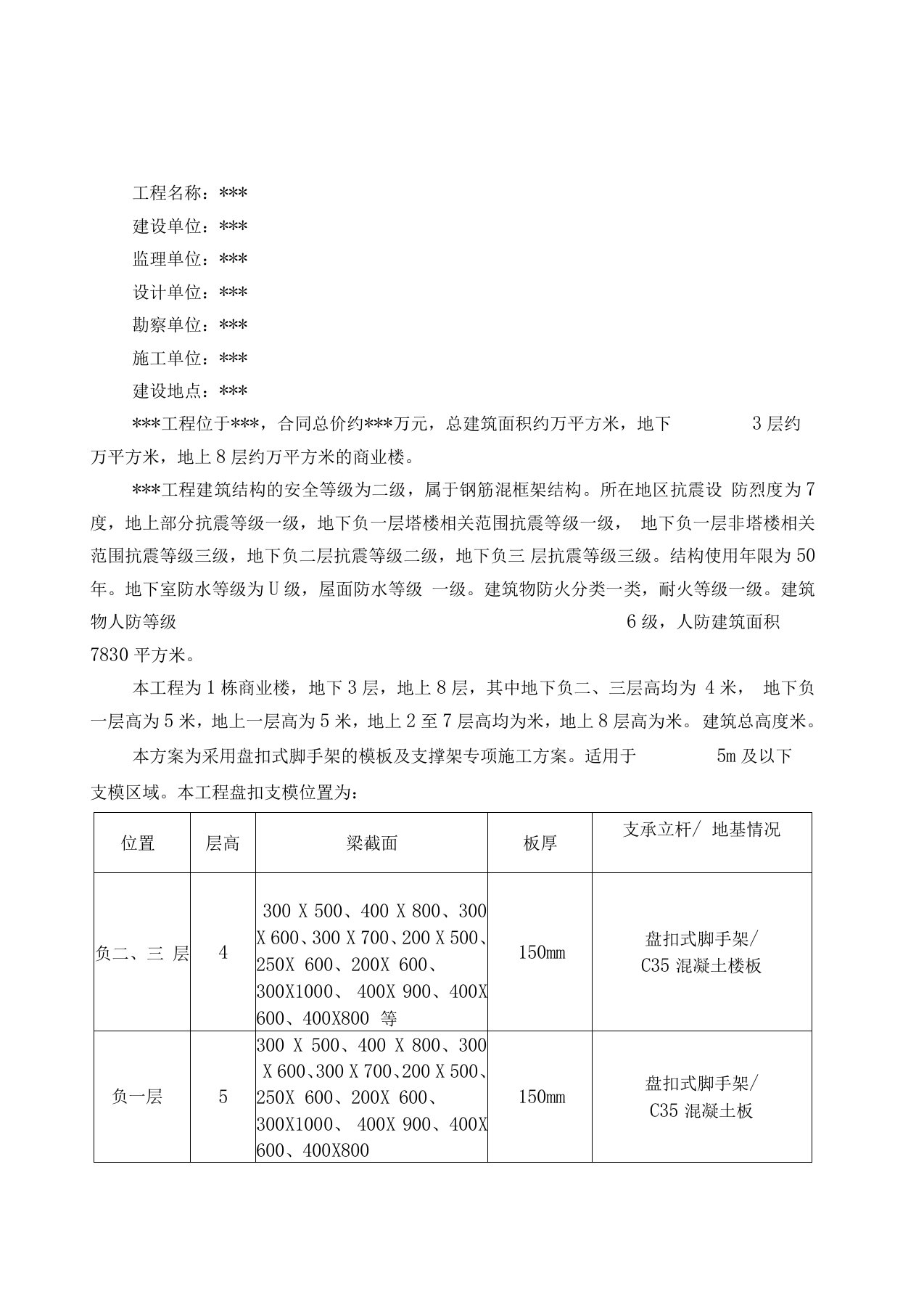 盘扣式脚手架及支撑架专项施工方案