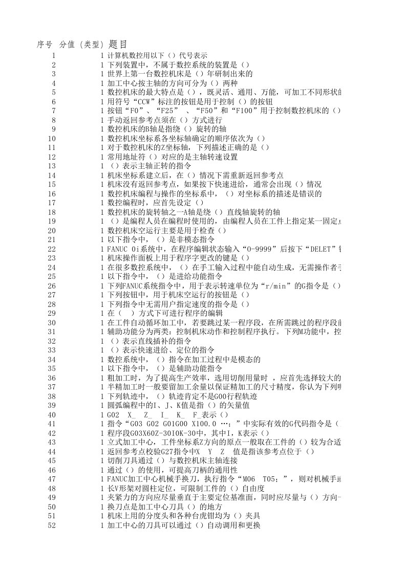 常州市专业技术人员继续教育考试数控铣削题90-90-60