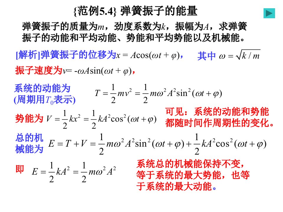 振动之弹簧振子的能量