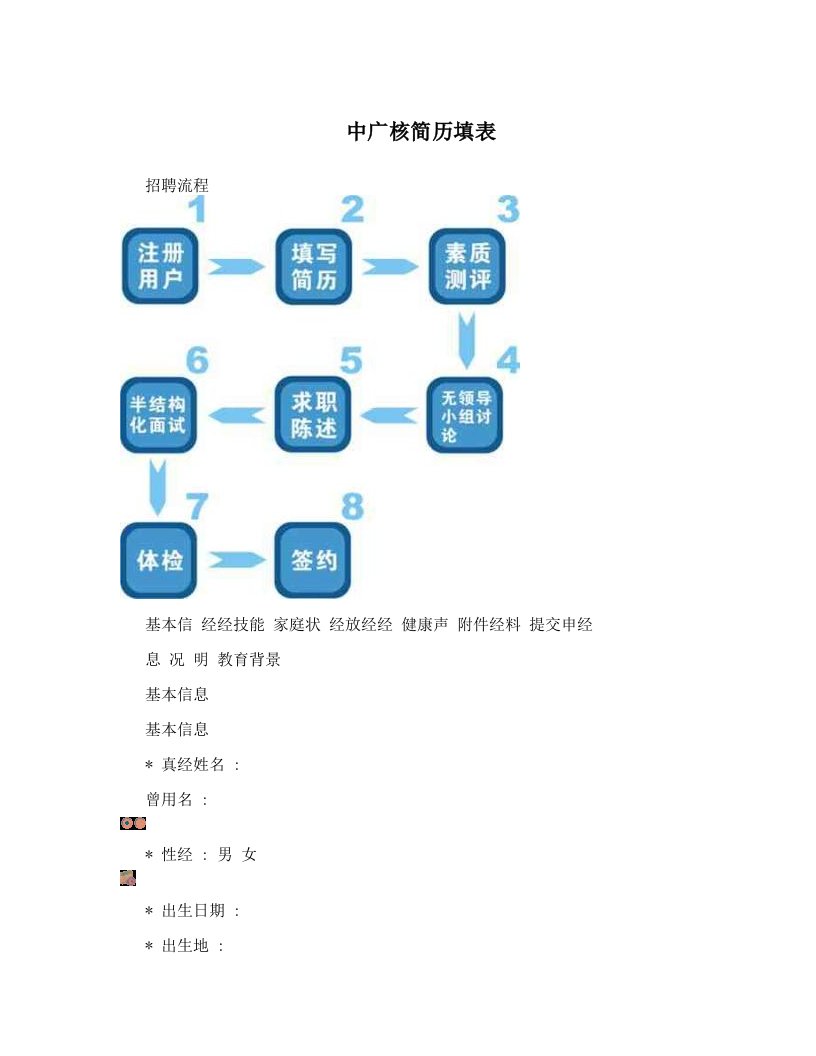 中广核简历填表