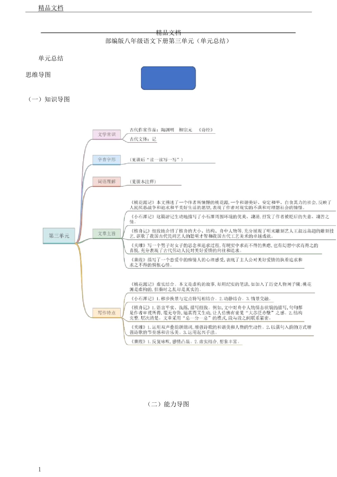 部编版初中教学八年级教案语文的下册第三单元学习单元