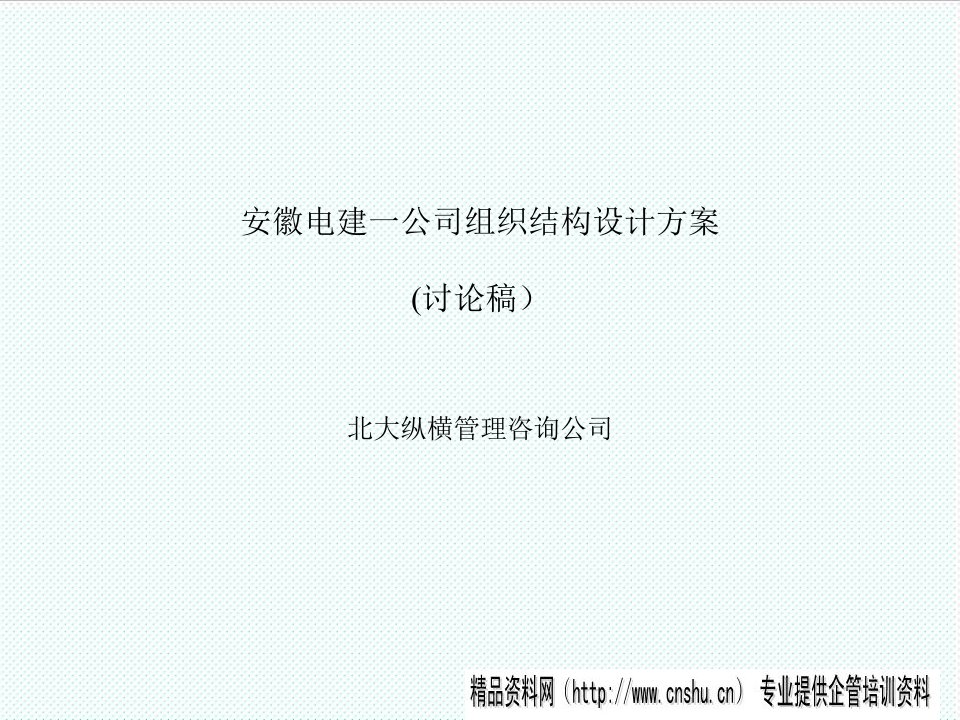 组织设计-安徽电建一公司组织结构设计方案90页