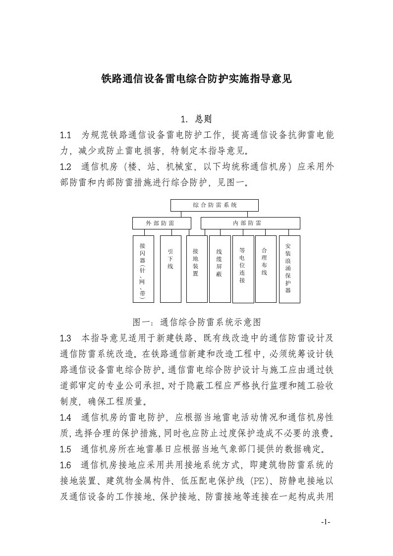 铁路通信防雷指导意见会签稿0908