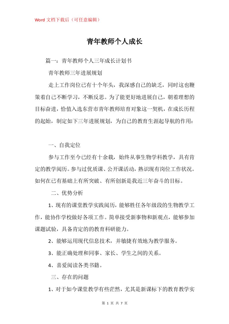 青年教师个人成长