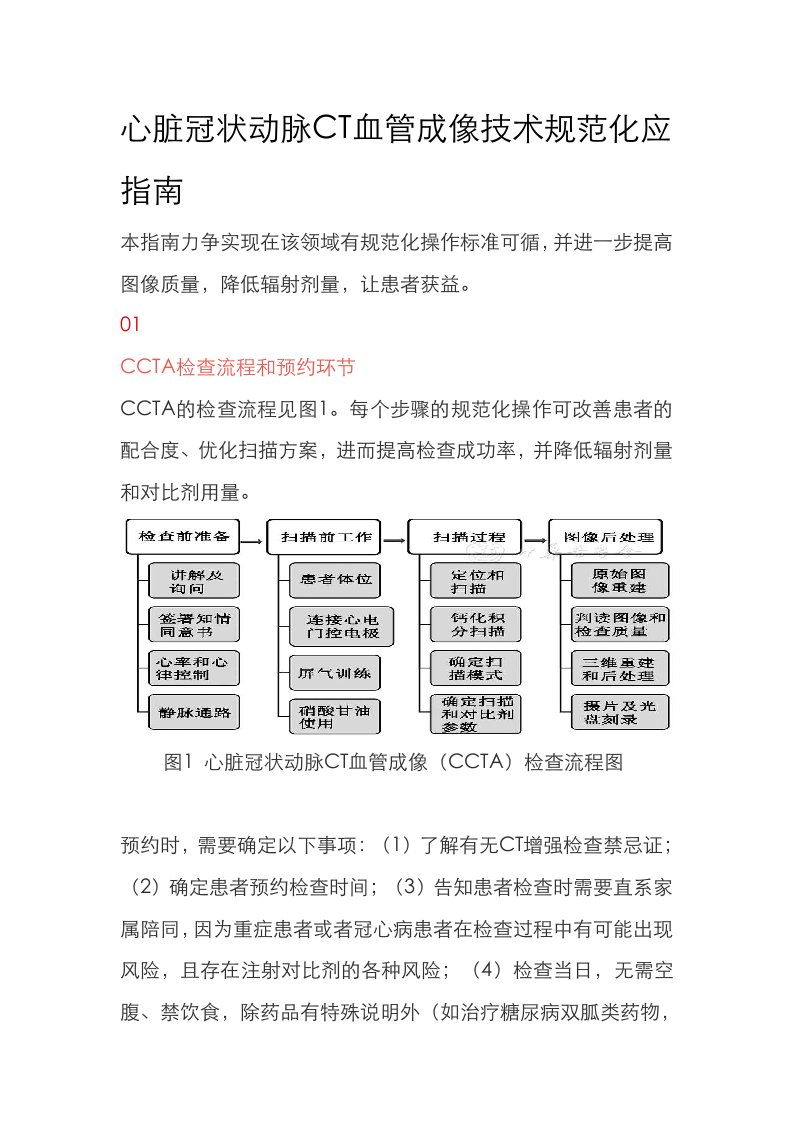 心脏冠状动脉CT血管成像技术规范标准