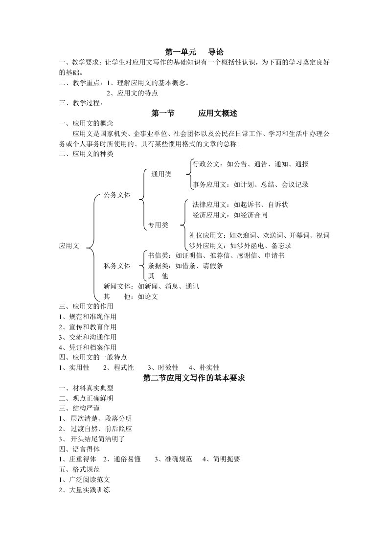 应用文写作基础教案