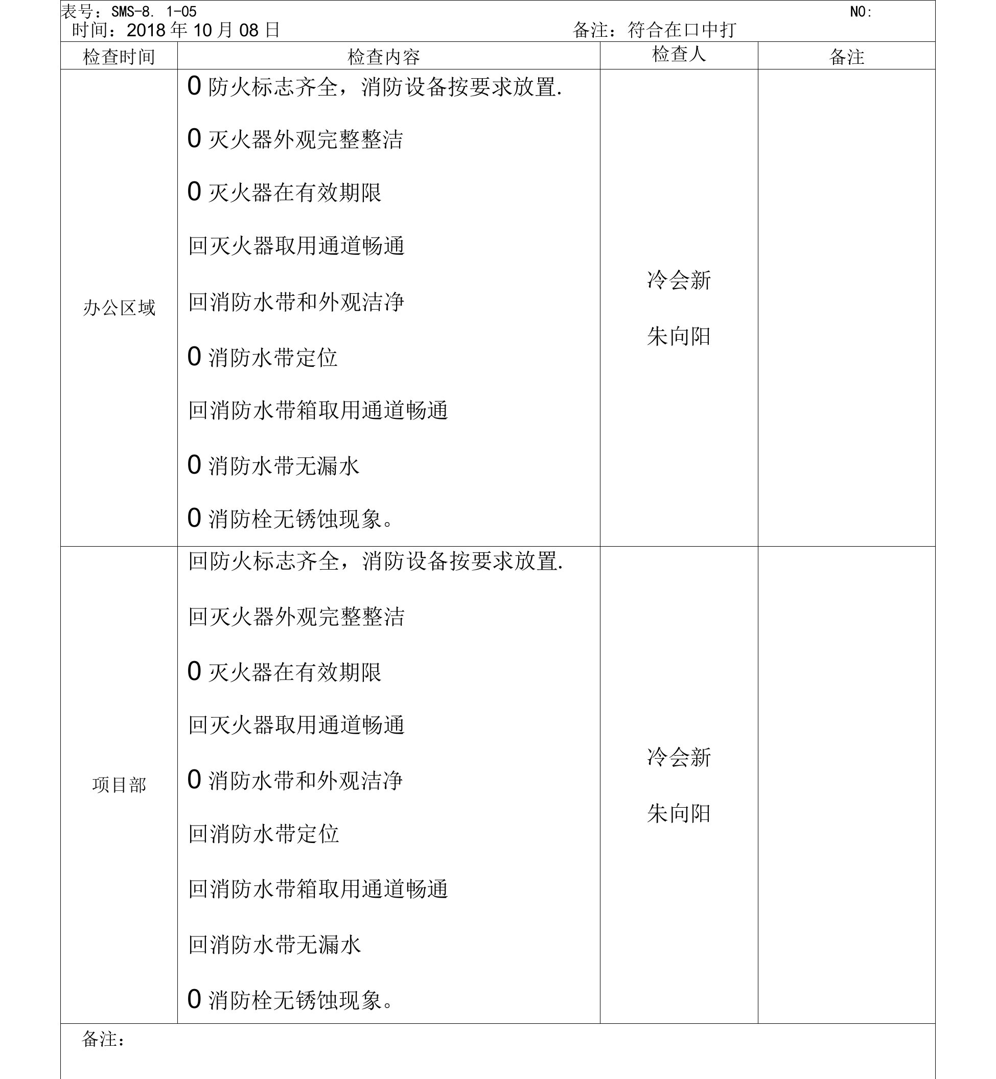 05消防器材检查记录