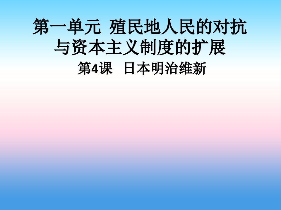 九年级历史下册第一单元殖民地人民的反抗与资本主义制度的扩展第4课日本明治维新导学课件新人教版