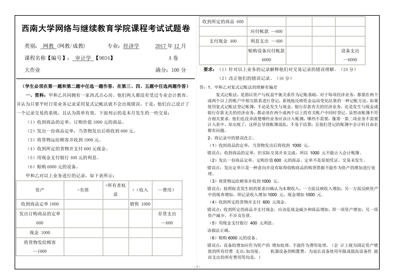 [9034]审计学考试答案