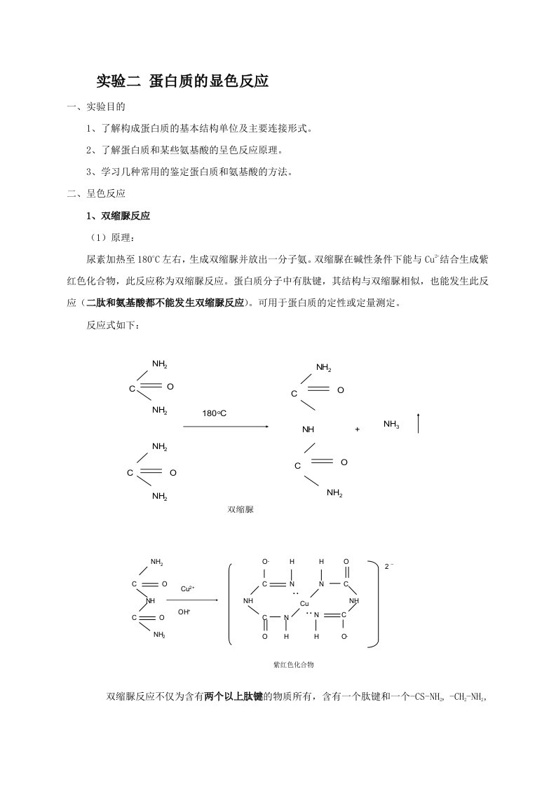 蛋白质的显色反应