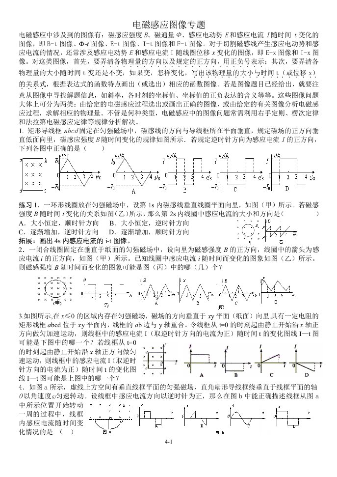 电磁感应图像专题整理好几份卷的结果