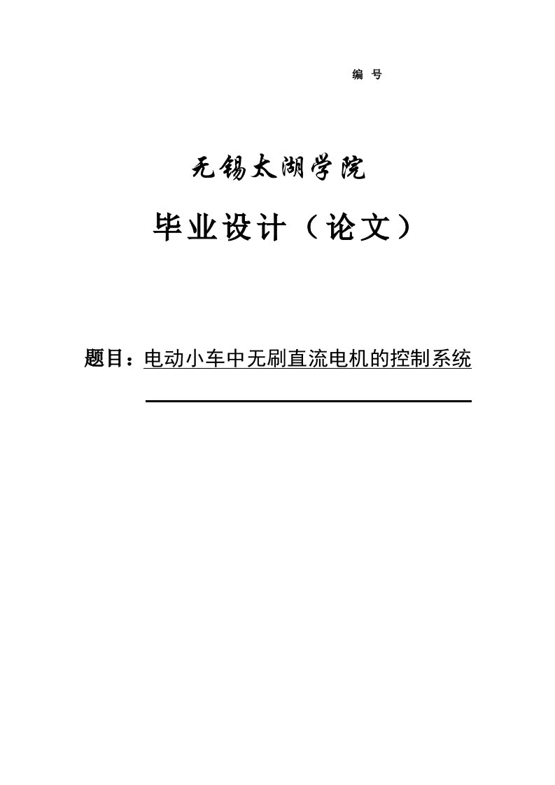 电动小车中无刷直流电机的控制系统毕业设计