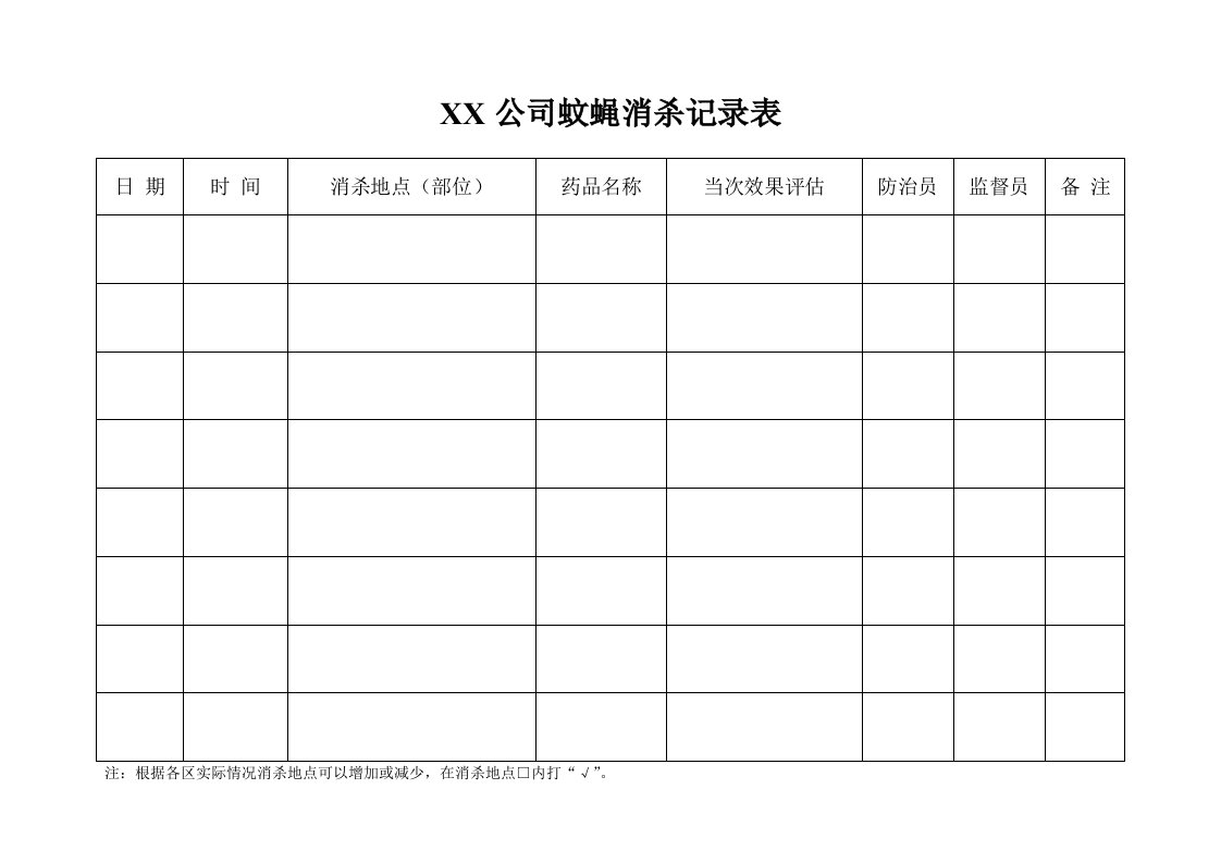 灭虫除害消杀记录