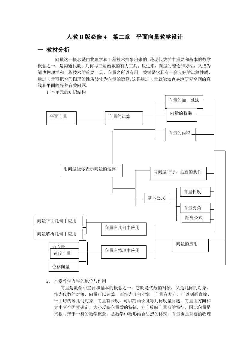 （中小学教案）向量一章教学设计