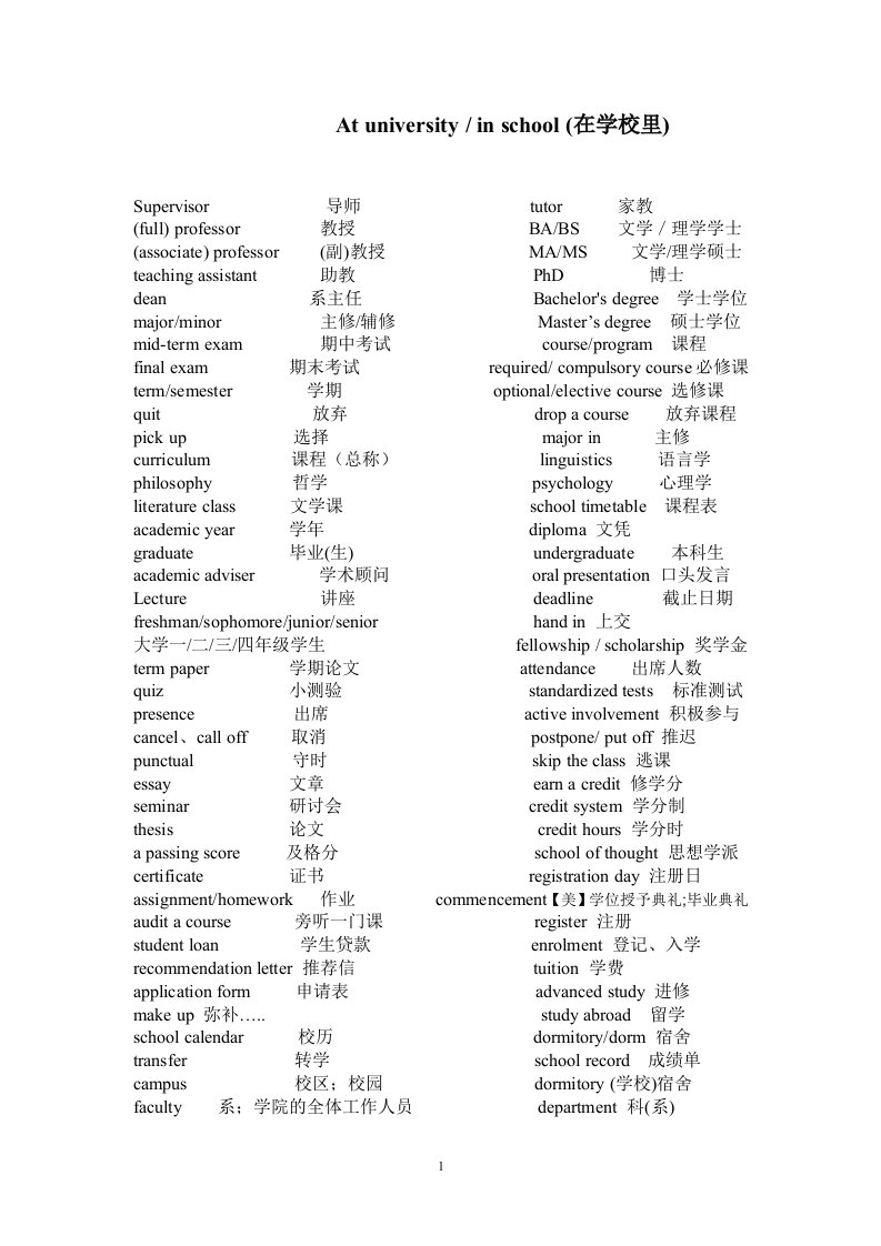 大学英语四级听力词汇new