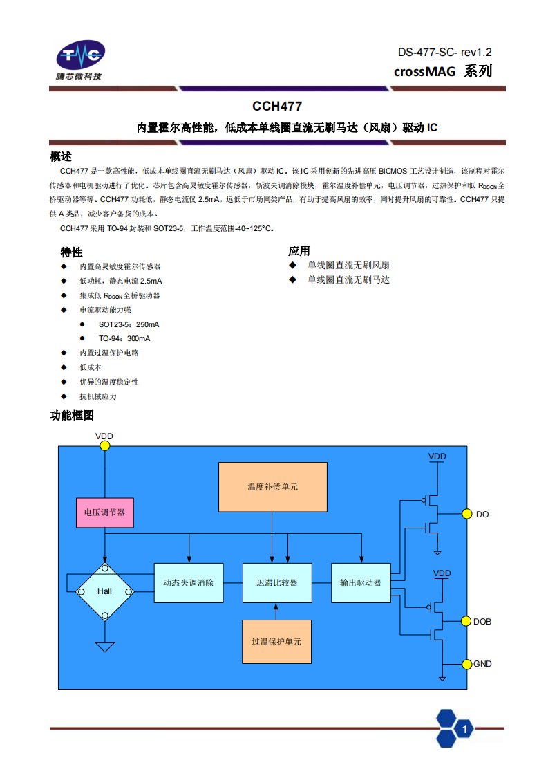 477(24v)单线圈霍尔驱动芯片规格书