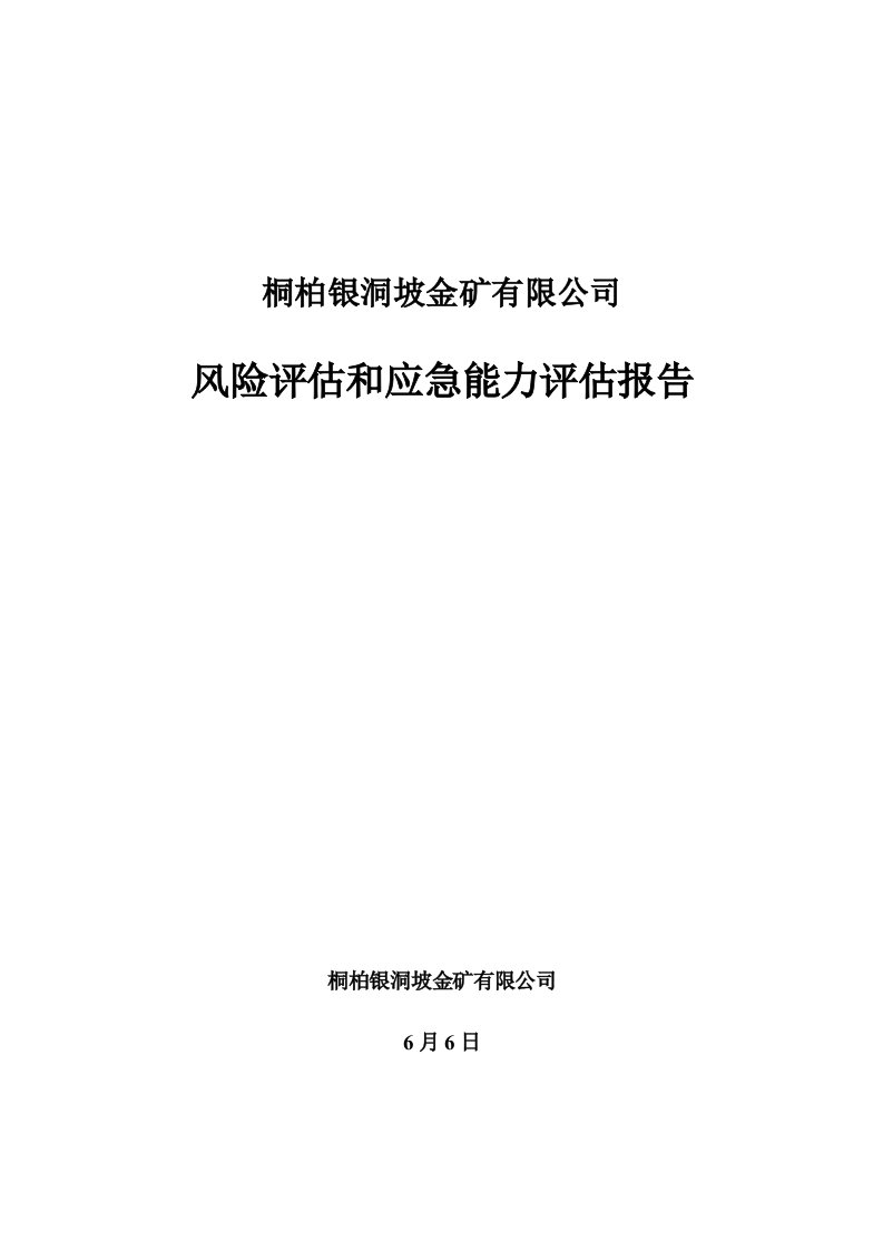 金矿有限公司风险评估和应急能力评估基础报告