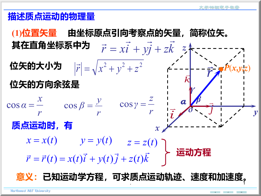 描述质点运动的物理量