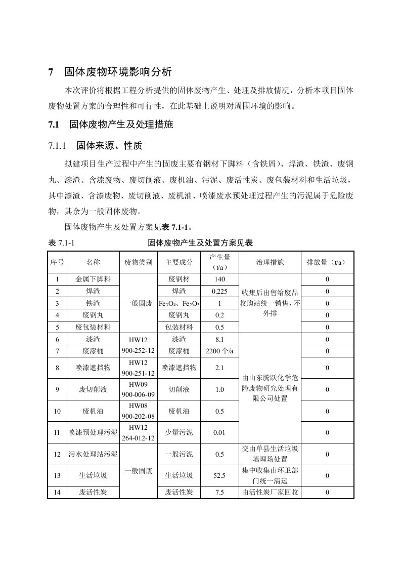 环境影响评价报告公示：专用车固体废物环境影响分析环评报告