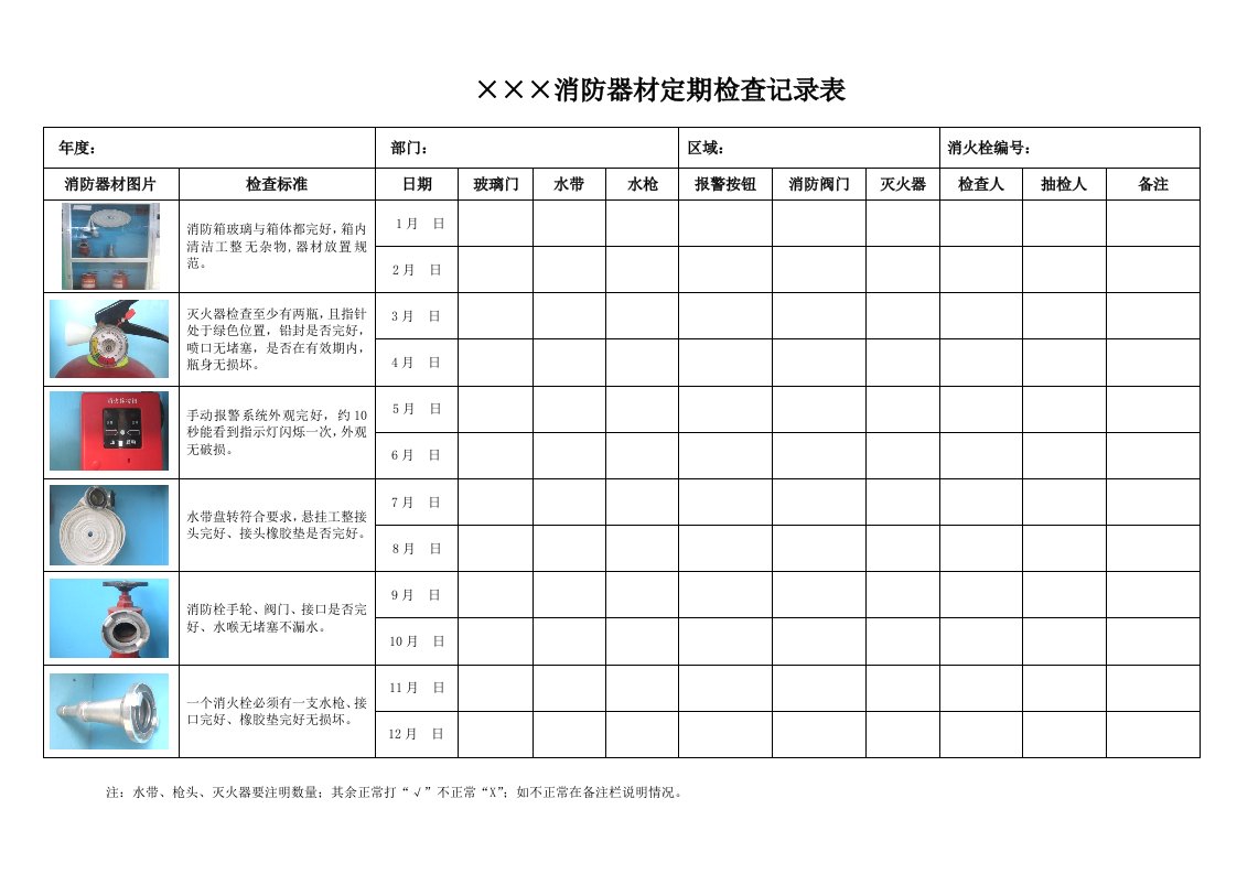 消防器材定期检查记录表