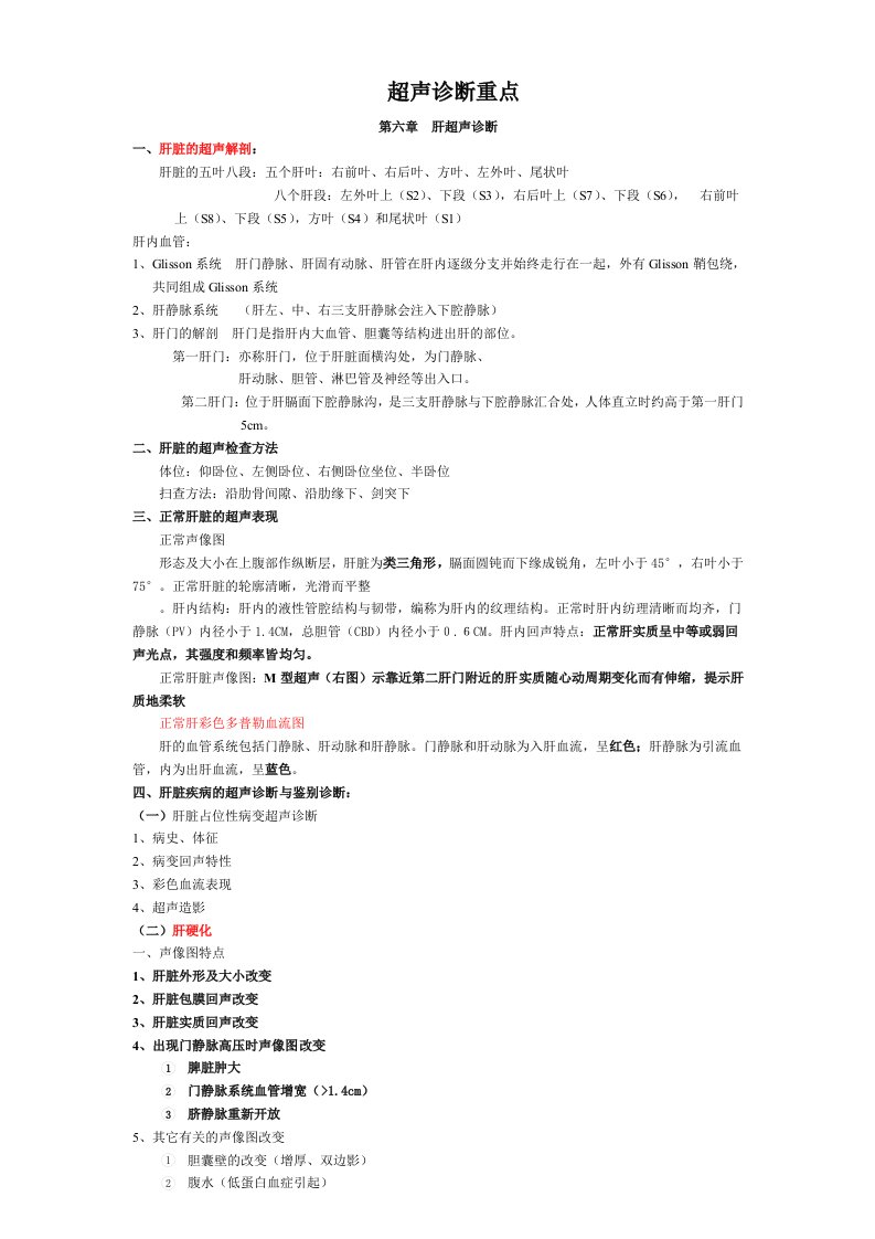 涵盖超声诊断学考试总结重点复习资料