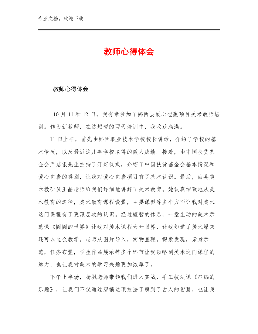 教师心得体会优选范文23篇