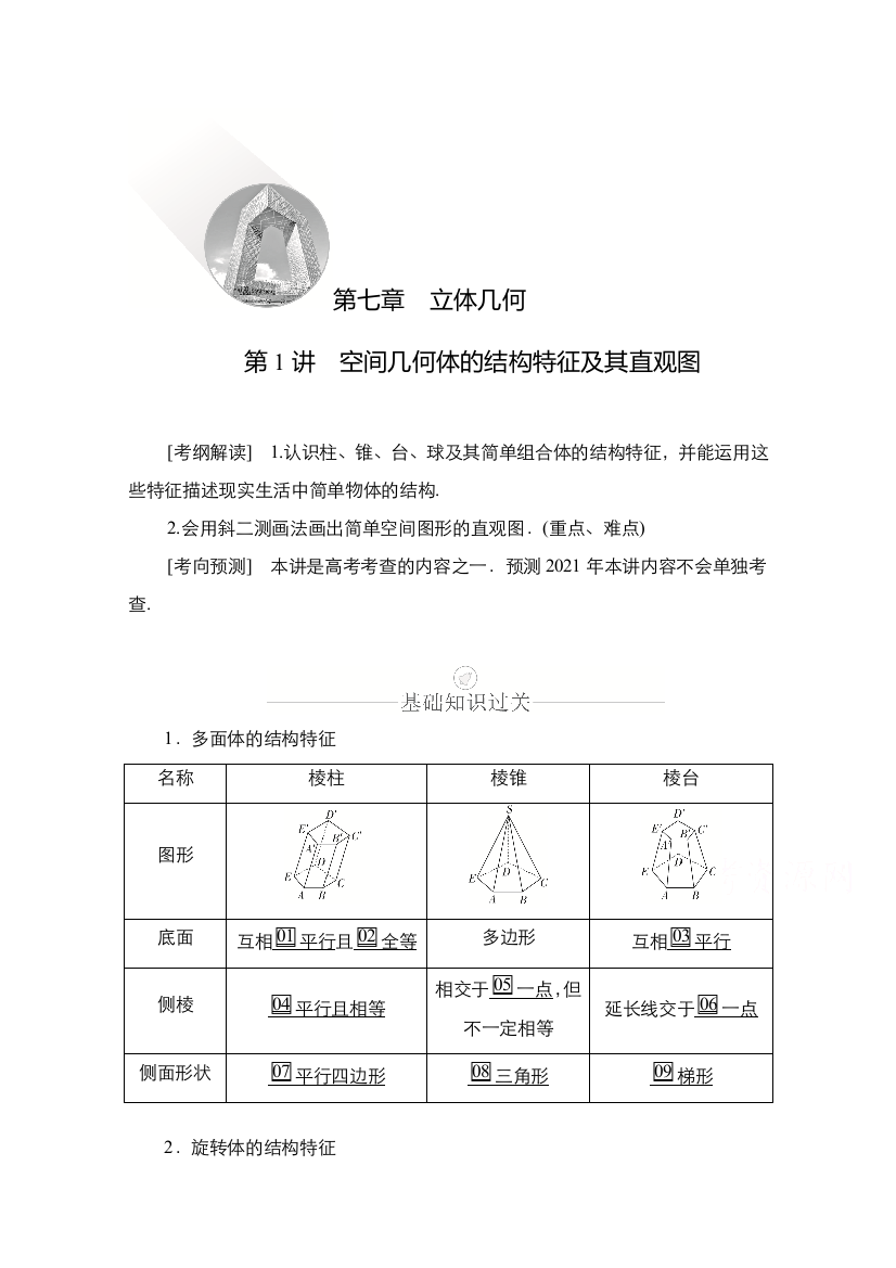 2021新高考数学新课程一轮复习学案：第七章