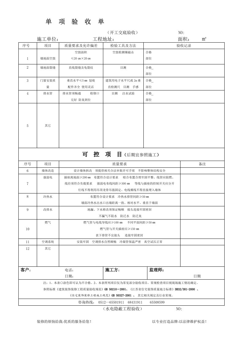 家装五项节点验收综合版