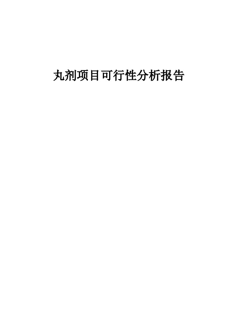 丸剂项目可行性分析报告