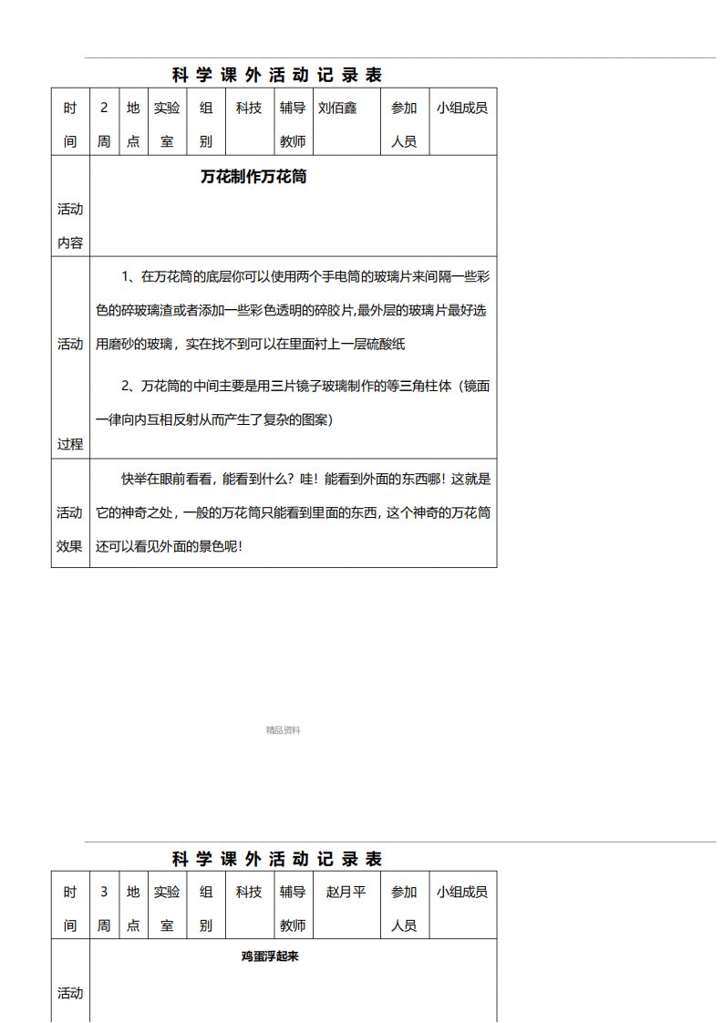 小学科学课外活动记录13832