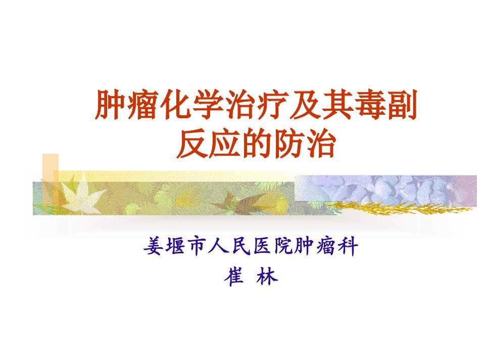 肿瘤化疗毒副反应的防治