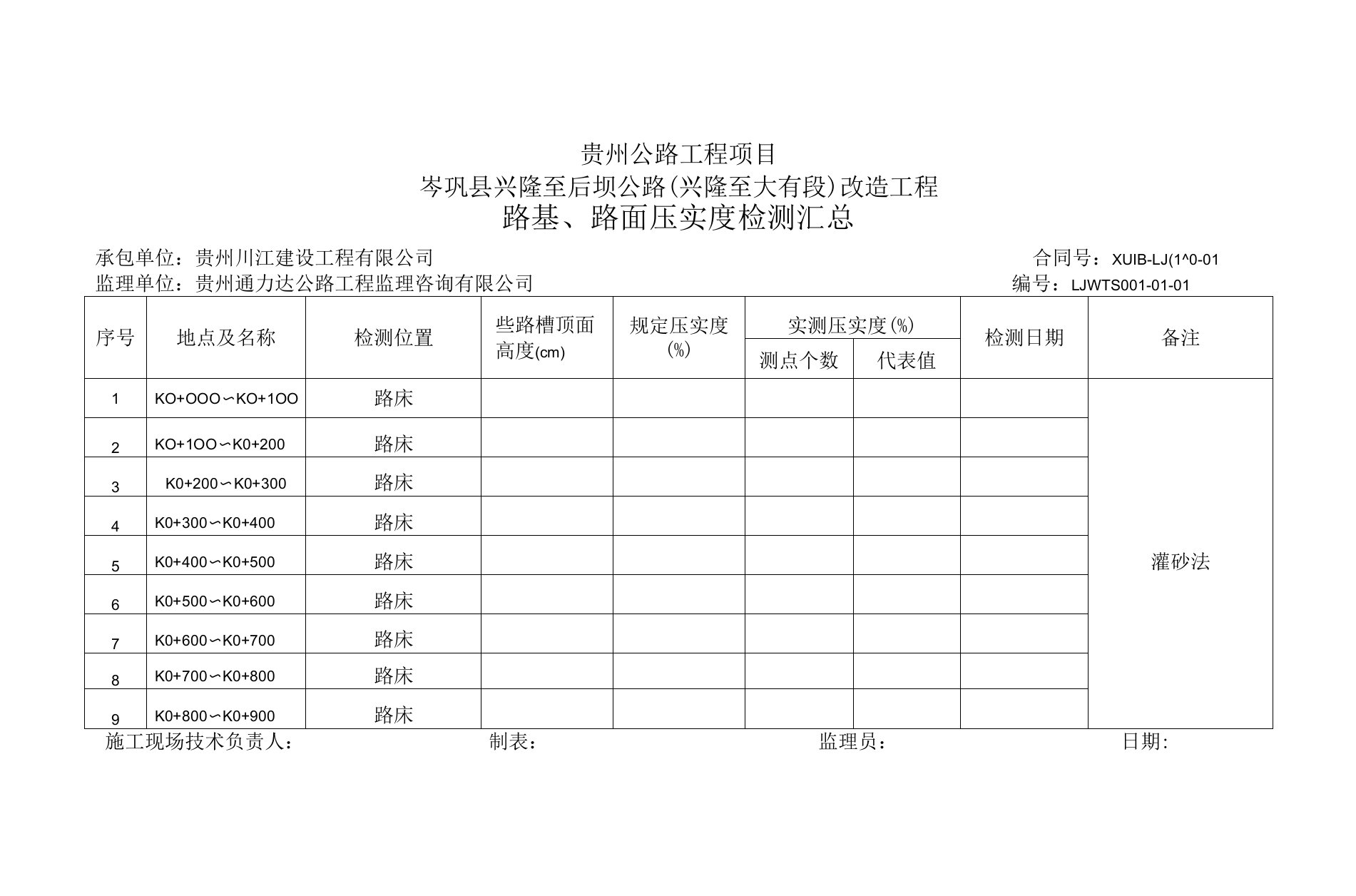 6-路基压实度检测汇总表