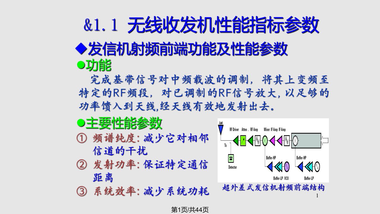 电子科技大学通信射频电路无线通信收发系统结构PPT课件