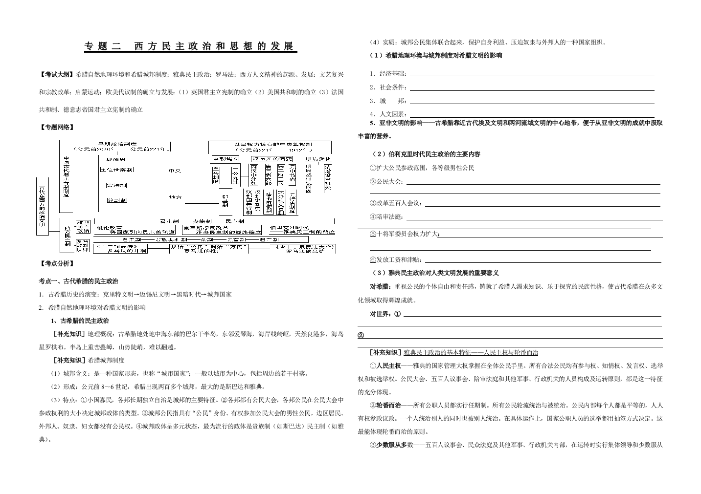 高中历史专题复习岳麓版