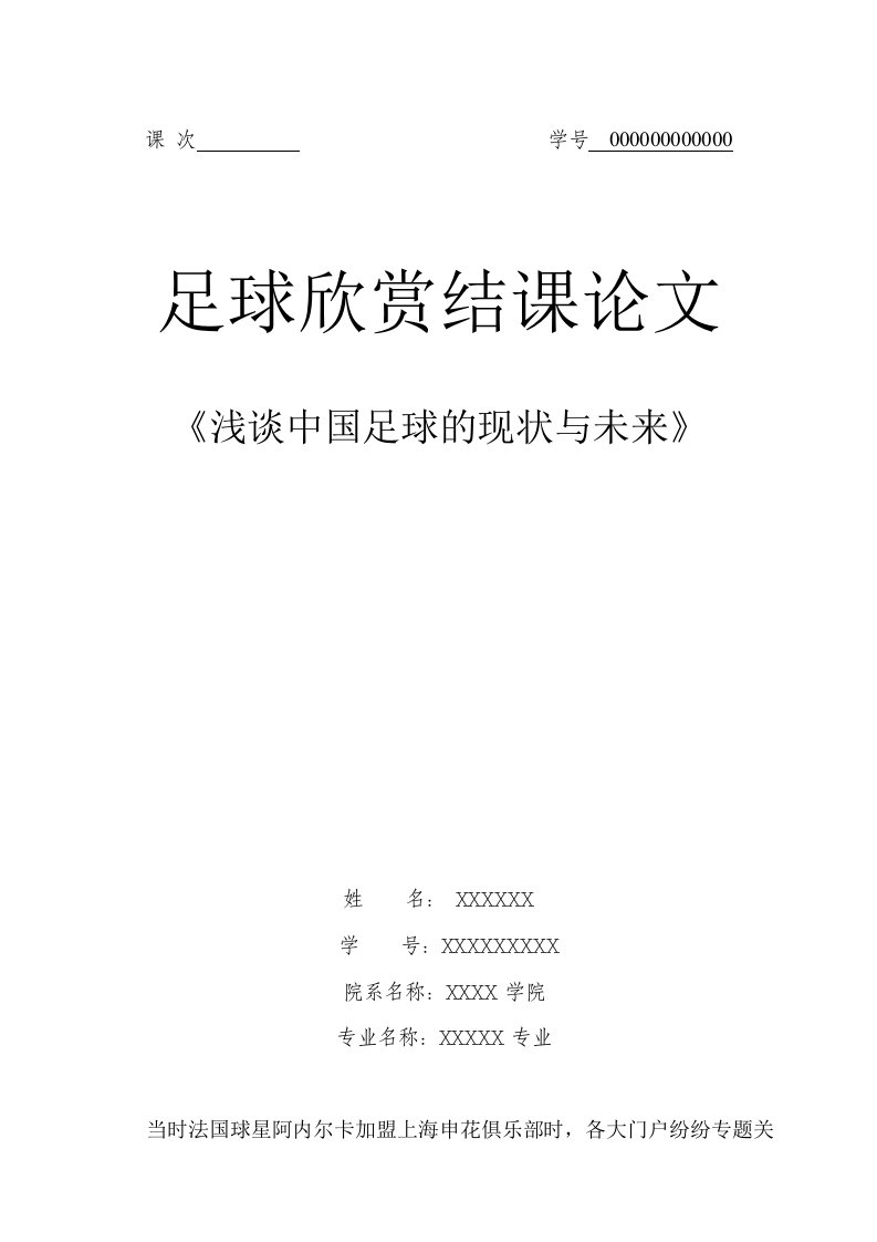 浅谈中国足球的现状与未来