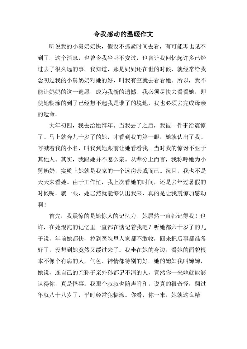 令我感动的温暖作文