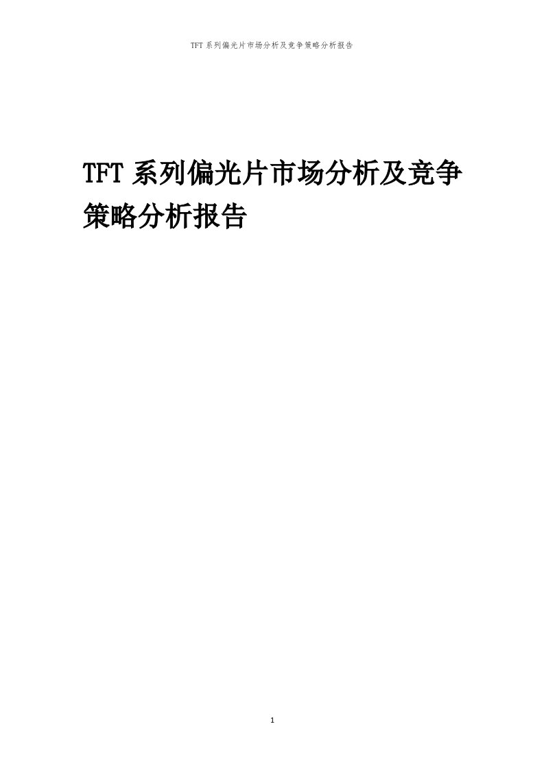 年度TFT系列偏光片市场分析及竞争策略分析报告