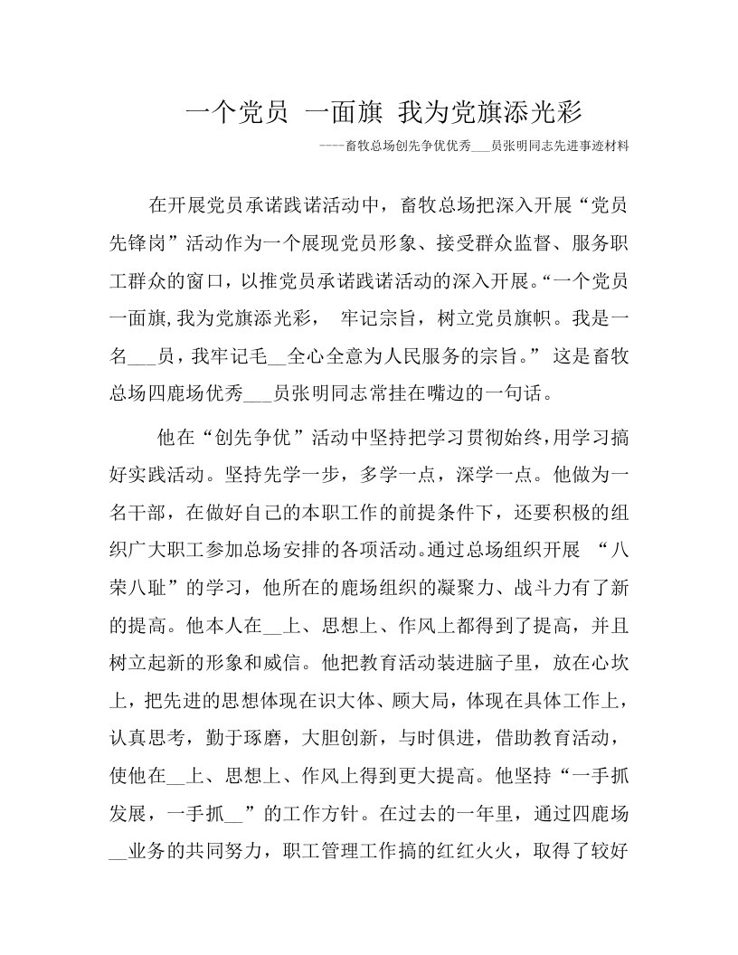 一个党员一面旗我为党旗添光彩