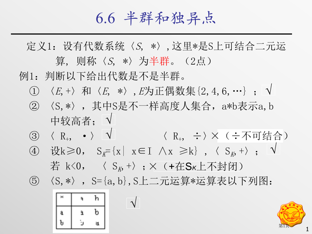 离散数学第四讲半群和独异点省公开课一等奖全国示范课微课金奖PPT课件