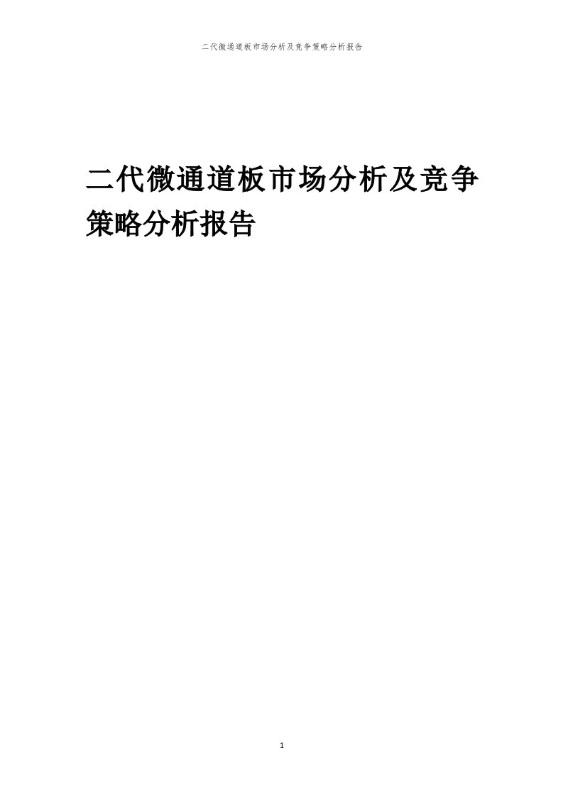 二代微通道板市场分析及竞争策略分析报告