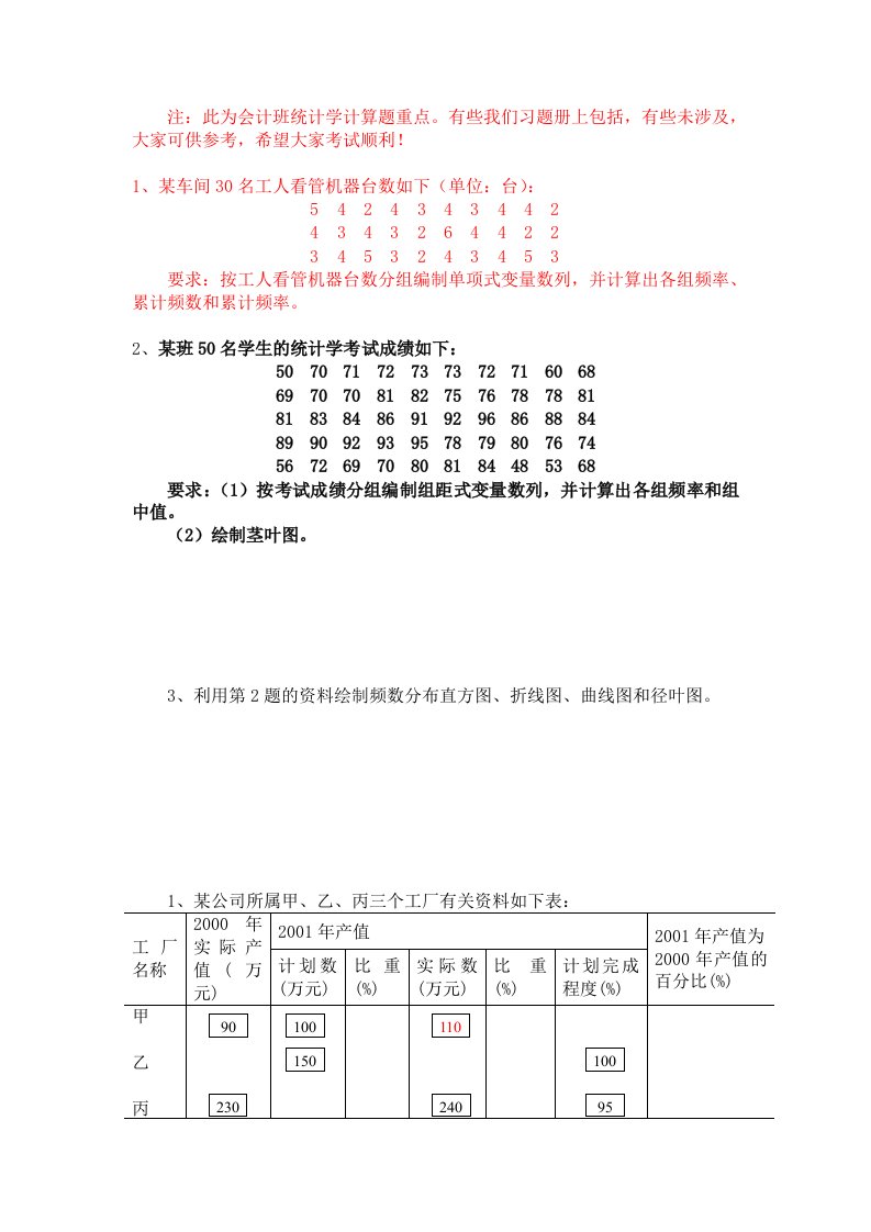 统计学计算题.