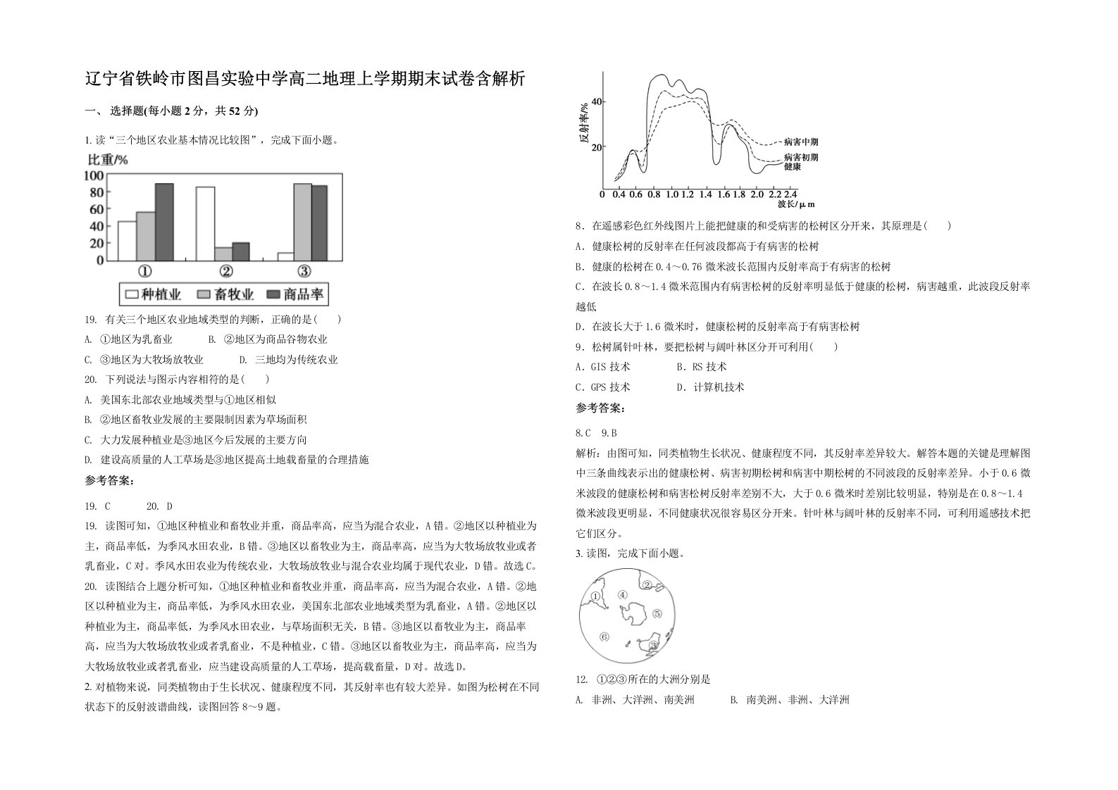 辽宁省铁岭市图昌实验中学高二地理上学期期末试卷含解析