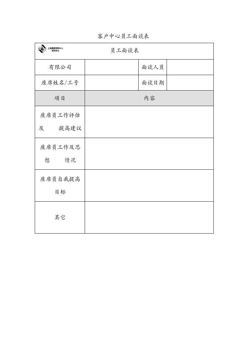 表格模板-客户中心员工面谈表