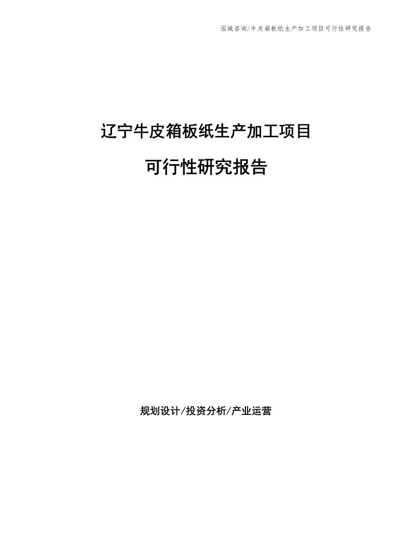 辽宁牛皮箱板纸生产加工项目可行性研究报告（参考模板）