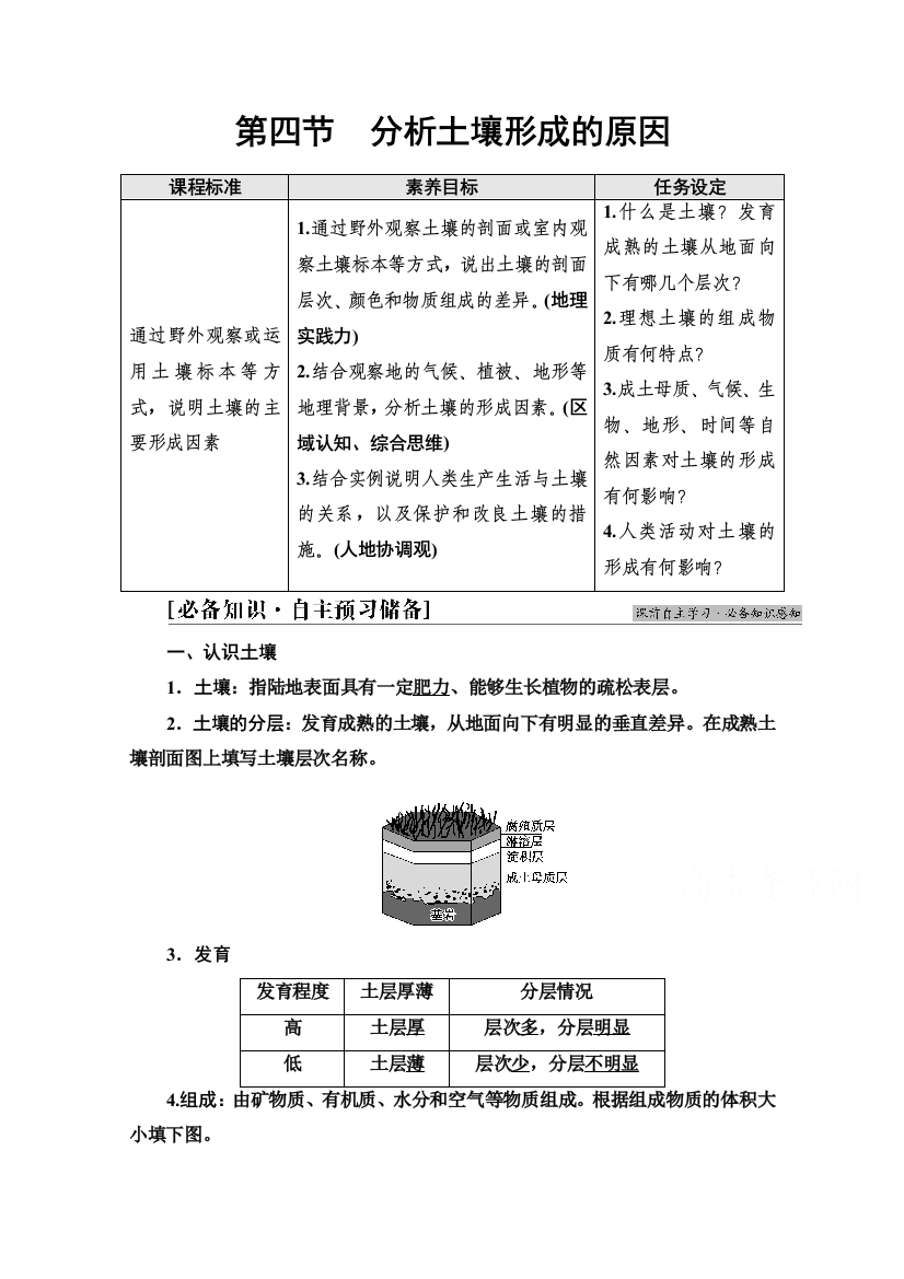 2021-2022学年新教材鲁教版地理必修第一册学案：第3单元