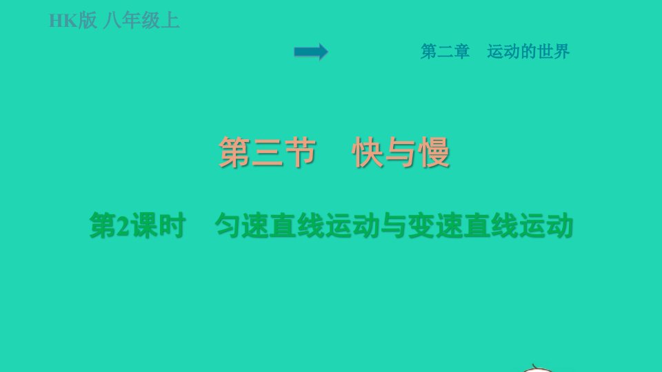 福建专版2022八年级物理全册第二章运动的世界2.3快与慢第2课时匀速直线运动与变速直线运动课件新版沪科版