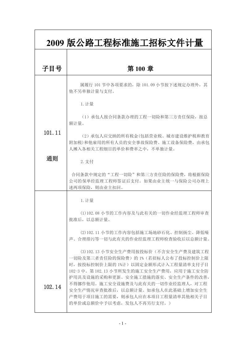 2009公路工程工程量清单计量规则