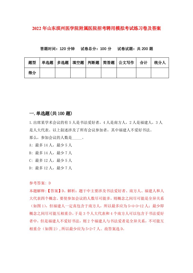 2022年山东滨州医学院附属医院招考聘用模拟考试练习卷及答案第9次