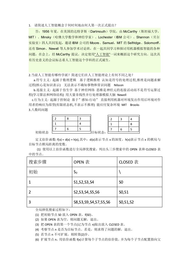 启发式搜索A星算法的八数码实现报告