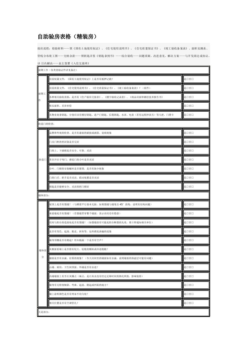 验房表格(精装修详细版)[终稿]